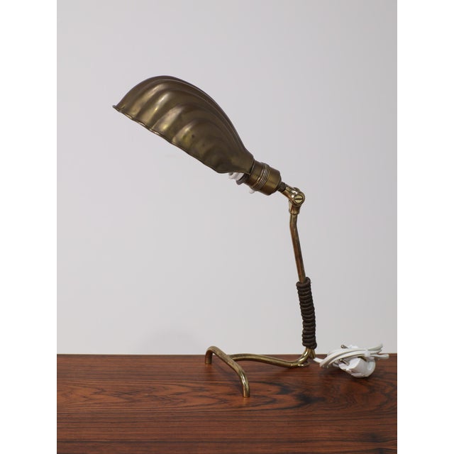 Art Deco Brass Shell Table Lamp, France, 1920s For Sale - Image 3 of 8