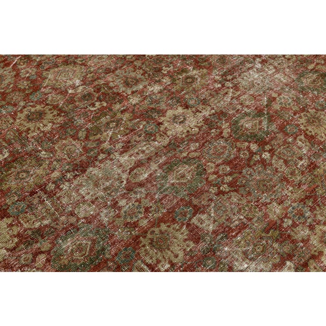 Antique Mahal Wool Rug With Terracotta & Earthy Distressed Patina For Sale - Image 11 of 11