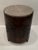 Handsome pair of end tables made from actual drums having elaborate carved decoration, parchment tops and protective glass...