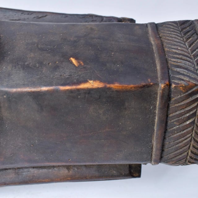 Brown African Antique Wood Mask For Sale - Image 8 of 18