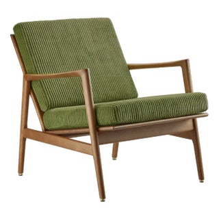 Stefan Lounge Chair in Green Fabric and Dark Wood, 2023 For Sale