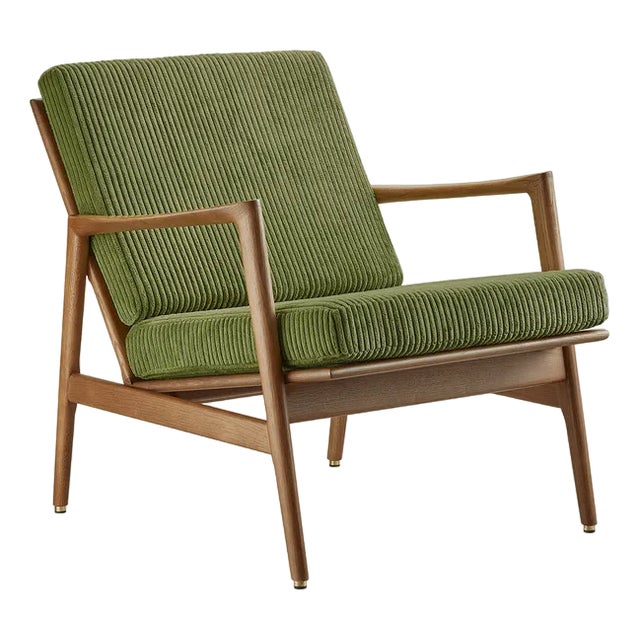 Stefan Lounge Chair in Green Fabric and Dark Wood, 2023 For Sale