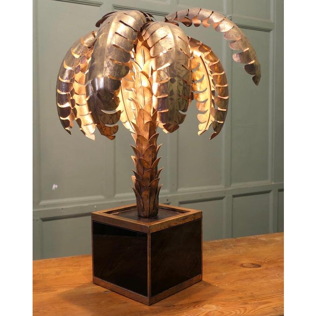 French Toleware Palm Tree Lamp from Maison Jansen, 1970 For Sale - Image 4 of 7