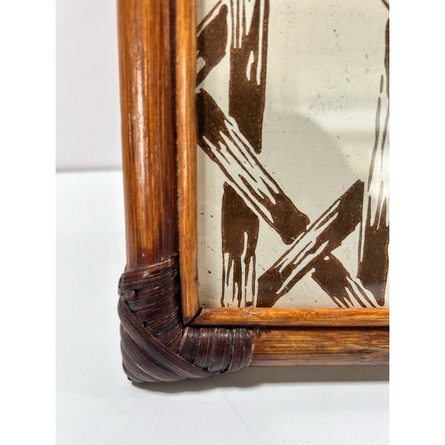Wood Vintage Boho Rattan & Bamboo Picture Frame For Sale - Image 7 of 8