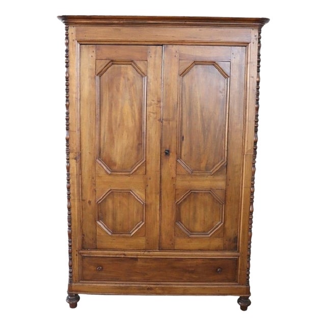 Antique Poplar Wood Wardrobe For Sale