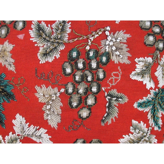 2020s 19th Century Beaded Needlepoint Pillow For Sale - Image 5 of 6