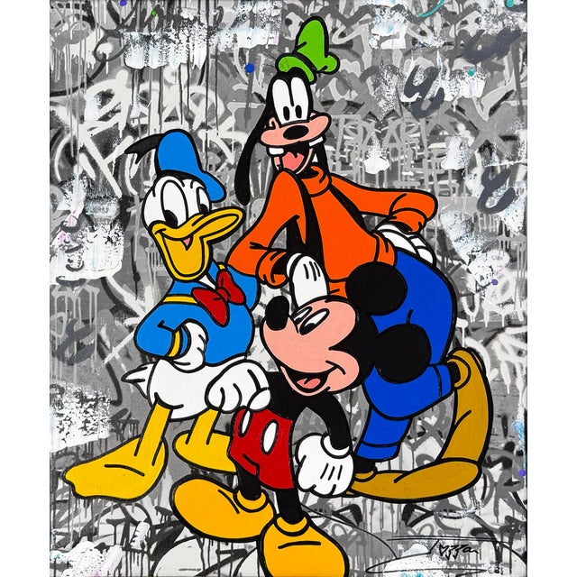 Unique, one of a kind mixed media embellishments on silkscreened canvas with custom artist painted frame. Hand signed on...
