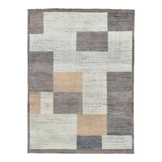 Taupe & Neutral Modern Wool Rug For Sale