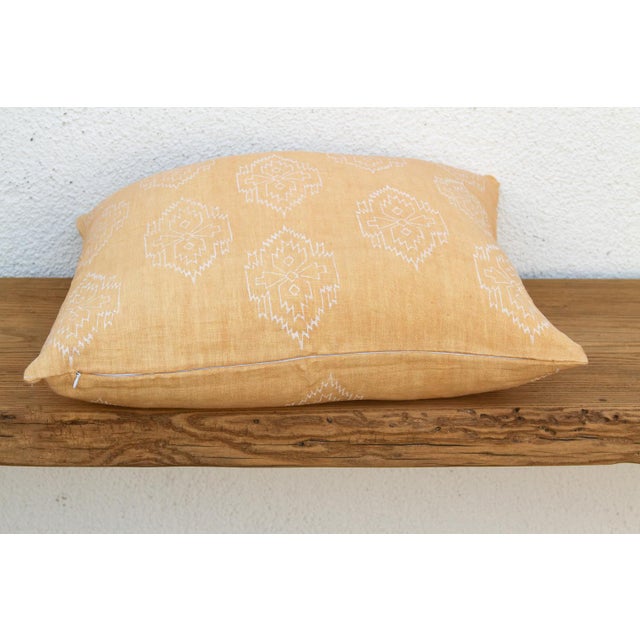 Sunburst Yellow Jaipur Blockprint Linen Pillow Cover For Sale In Los Angeles - Image 6 of 7