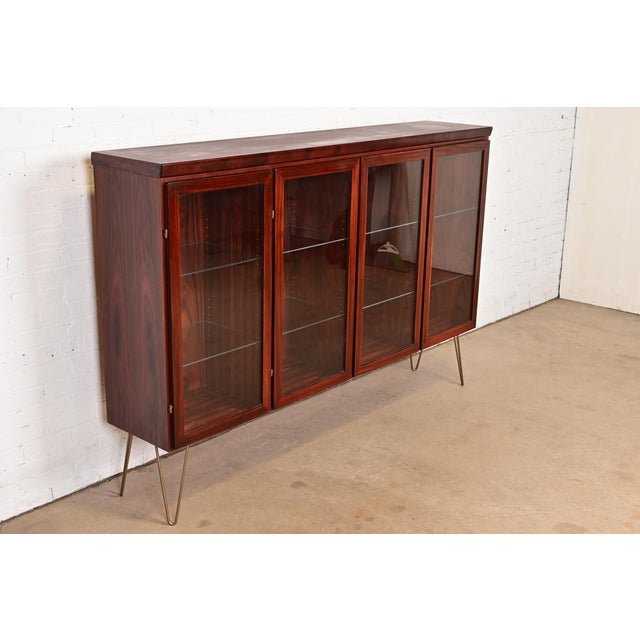 Mid-Century Modern Skovby Danish Modern Rosewood Lighted Bookcase Cabinet, Circa 1970s For Sale - Image 3 of 13
