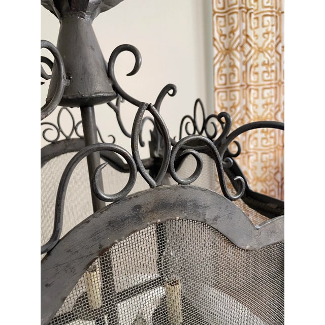 French Country Square Pewter Finish Metal Pendant Ceiling LIght For Sale - Image 9 of 12