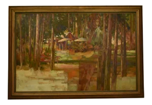 1970s Vintage Ervin Darai La Set Oil on Canvas Painting