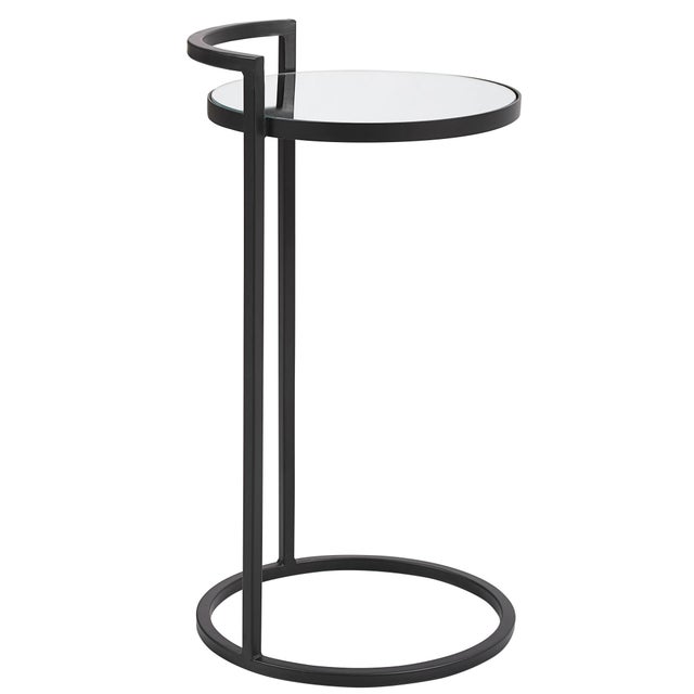 2020s Iron & Mirror Round Accent Table For Sale - Image 5 of 8