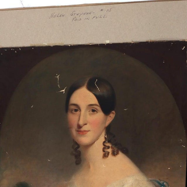 Antique Oil on Canvas Portrait Painting of a Debutant C1820 For Sale - Image 4 of 6