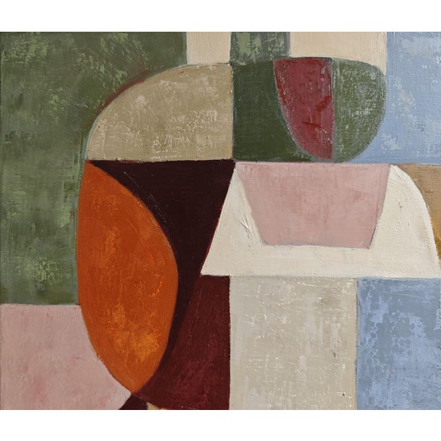Textile Jeu De Figures, Contemporary Geometric Abstract Oil Painting, Framed by Sophie Dumont For Sale - Image 7 of 9