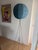 Mid-Century Tripod Floor Lamp with Blue Raffia Shade, 1950s For Sale - Image 3 of 12