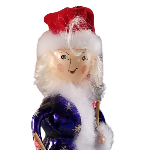 Vintage Artisan Crafted Blown Glass Snow Skier Christmas Ornament For Sale - Image 4 of 8