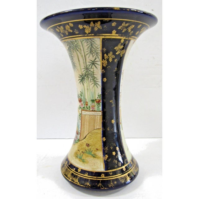 Late 19th Century Antique Japanese Satsuma Vase c.1895, Nanzan Mark, Cobalt and Gilt Moriage For Sale - Image 5 of 9