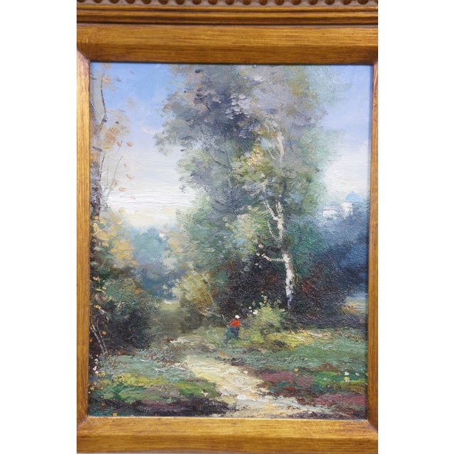Late 20th Century Late 20th Century Impressionist Figure in Red Forest Landscape Oil Painting on Canvas 18" For Sale - Image 5 of 10