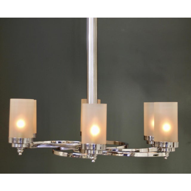 Art Deco Glass Six-Arm Ceiling Lamp, 1930s For Sale - Image 9 of 18