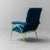 60s armchair. Blue velvet coating. Green metal structure. Excellent condition, restored. 60s design. Restored.