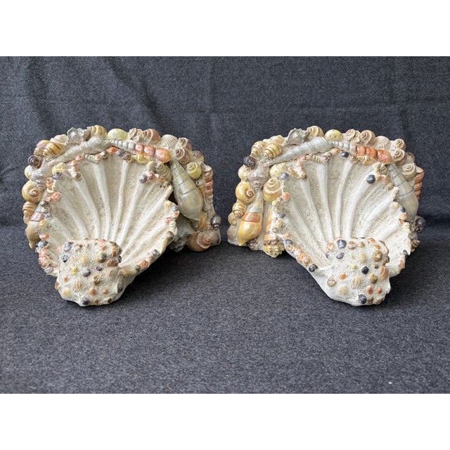 Vintage Coastal Seashell Encrusted Wall Bracket a Pair For Sale - Image 13 of 17