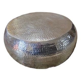 Vintage Hammered Metal Cocktail Table For Sale