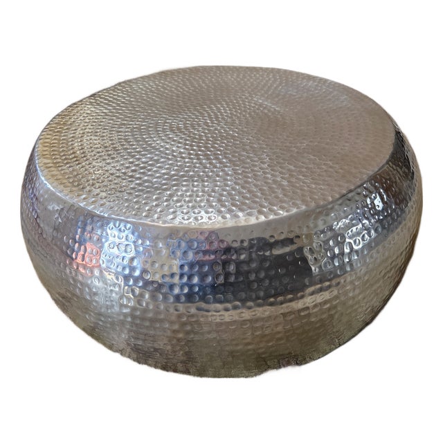 Vintage Hammered Metal Cocktail Table For Sale