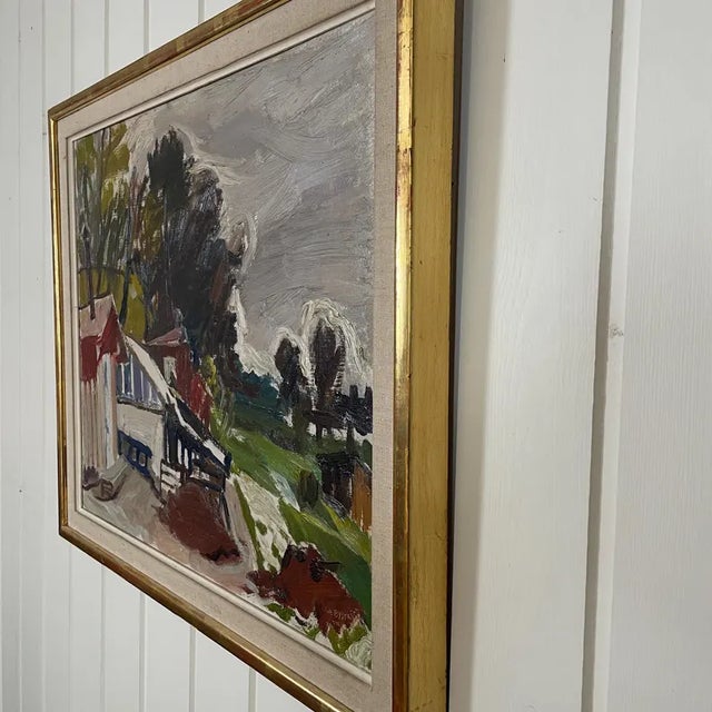 Mid-Century Modern 1946 Mid-Century Swedish Modernist Oil Painting by Erik Byström For Sale - Image 3 of 15