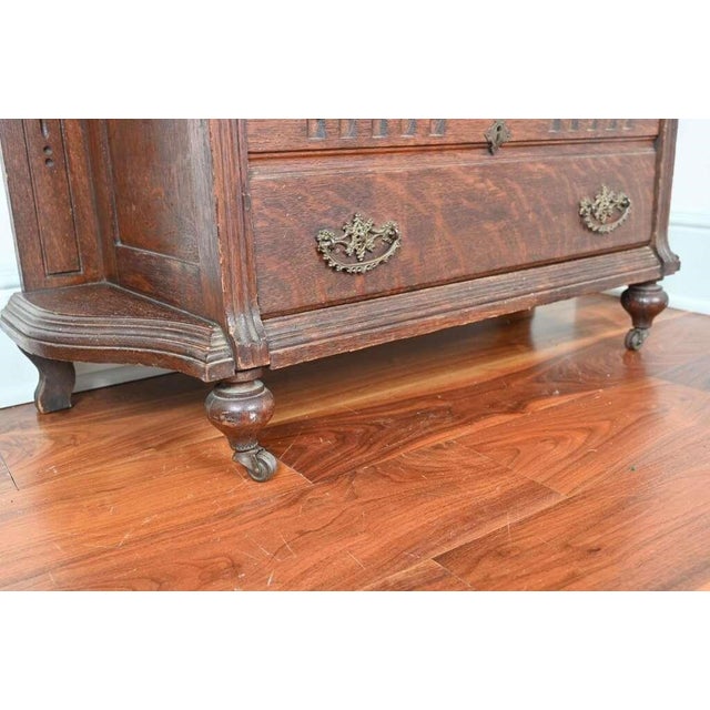 Late 19th Century Victorian Renaissance Revival Carved Drop-Front Secretary Desk For Sale - Image 14 of 18
