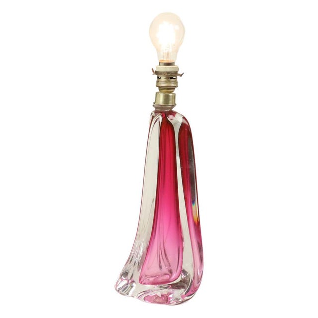 Purple Pink Swirl Crystal Table Lamp from Val Saint Lambert, 1960s For Sale - Image 15 of 15