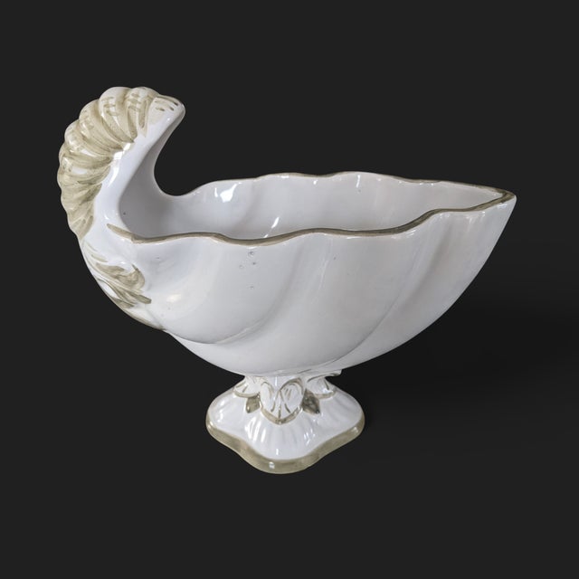Italian Vintage Italian Neoclassical Nautilus Shell Ceramic Planter For Sale - Image 3 of 15