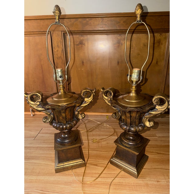 Mid 20th Century NeoClassical Trophy Urn Table Lamps - a Pair For Sale - Image 4 of 4