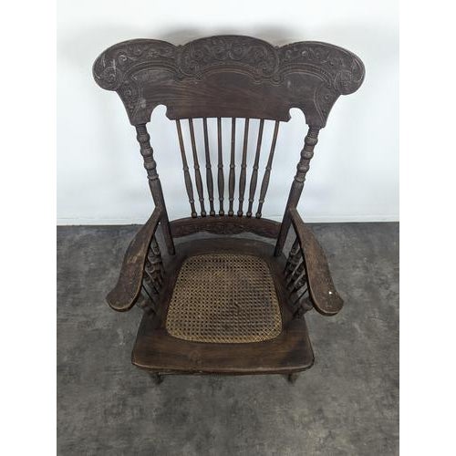2000 - 2009 American Armchair with Spindles and Cane Seat For Sale - Image 5 of 12