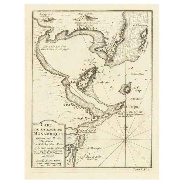 French Naval Sea Chart with Mozambique Bay by Bellin, 1765 For Sale - Image 9 of 9