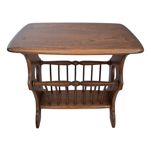 Vintage Magazine Rack in Elm by Lucian Ercolani for Ercol, 1990s For Sale