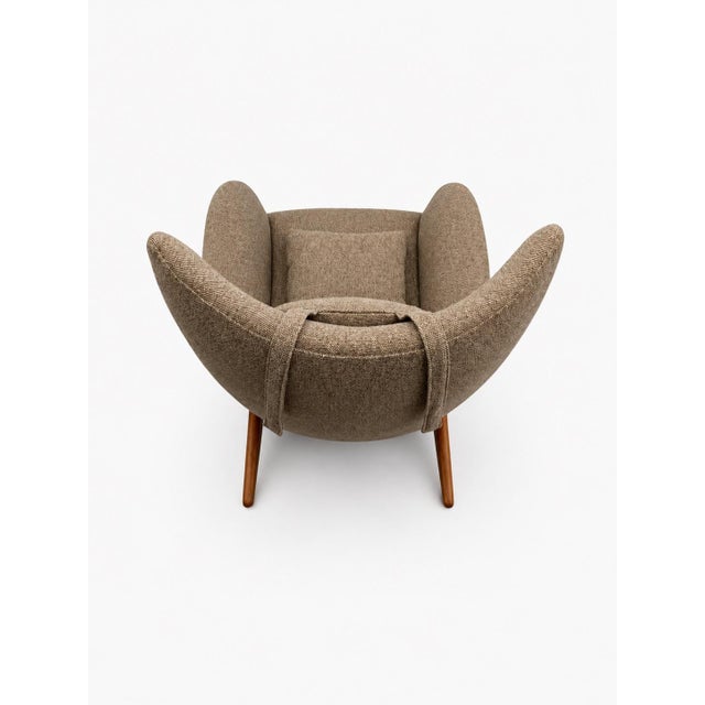 1960s Attributed to h.w. Klein for Bramin Møbler Danish Modern Wingback Lounge Chair & Ottoman, Denmark, C. 1960s For Sale - Image 5 of 5