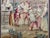A 19th-century wool and silk tapestry, measuring approximately 42 x 38 inches. The tapestry depicts a pastoral scene. An...