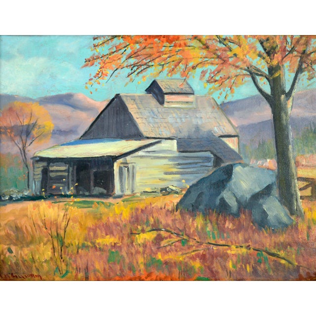 Farmhouse in Autumn, Early 20th Century Landscape by Florence Helena McGillivray A vibrant and colorful late 1920's...