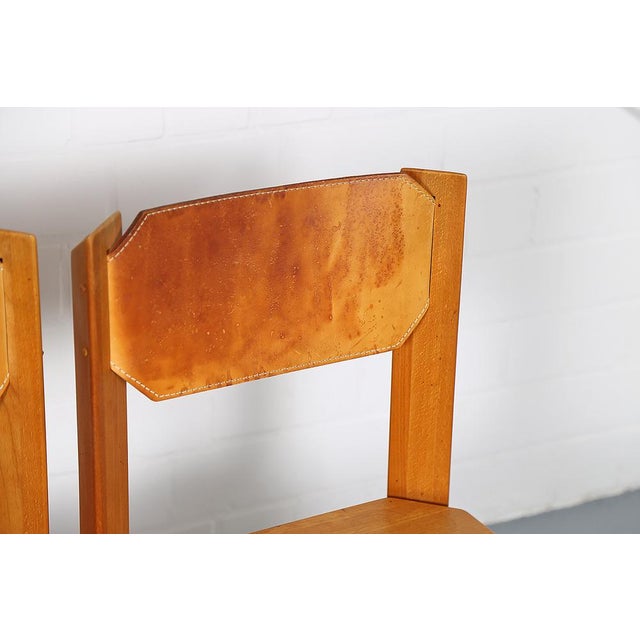 Dining Chairs in Beech & Cognac Leather by Pierre Chapo, 1960s, Set of 4 For Sale - Image 11 of 18