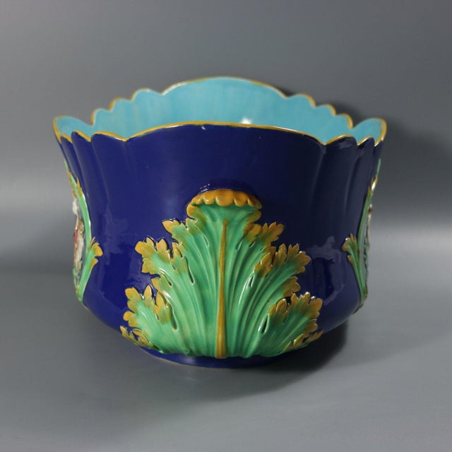 Victorian Minton Majolica Cupids Oval Jardiniere For Sale - Image 3 of 16