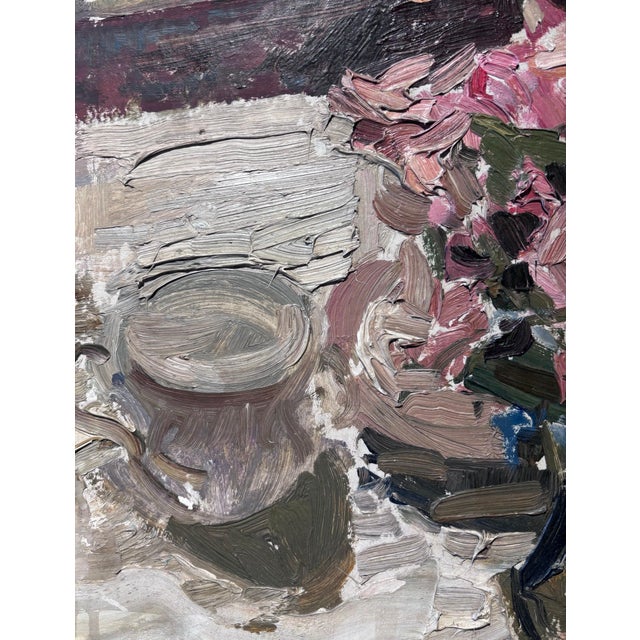 Paper Maya Kopitzeva, Vase of Roses, 1980s, Oil on Cardboard, Framed For Sale - Image 7 of 8