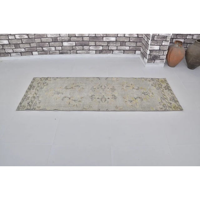 1950s Vintage Distressed Turkish Oushak Runner For Sale - Image 5 of 10