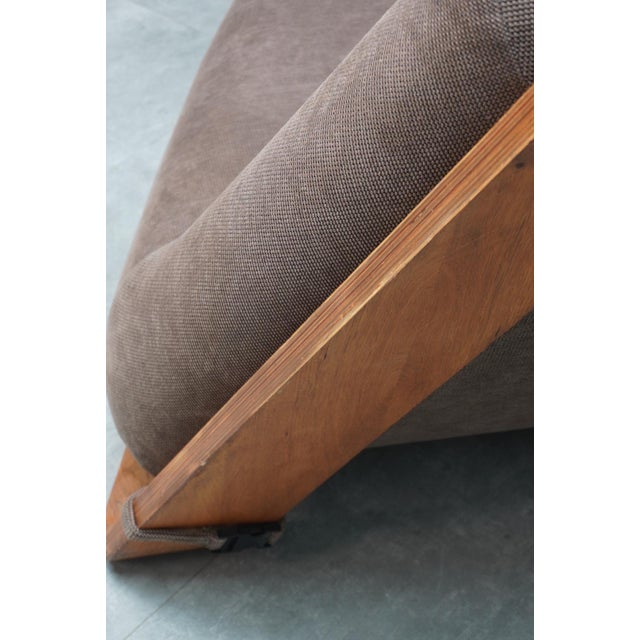 1960s Vintage Architectural Lounge Seating in Textured Fabric and Wood, 1960s For Sale - Image 5 of 12