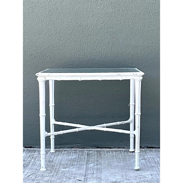 Vintage Brown Jordan “Calcutta” Metal and Glass Side Table For Sale - Image 11 of 13