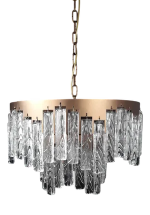 Art Deco Murano Glass Chandelier in the style of Venini, Venice, Italy, 1970s