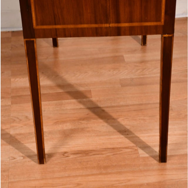 1900s Antique English Edwardian Mahogany & Satinwood Inlay Secretary Desk Writing Desk For Sale - Image 16 of 18