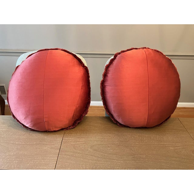 Pair of Decorative Silk Pillows With Trim For Sale - Image 4 of 6