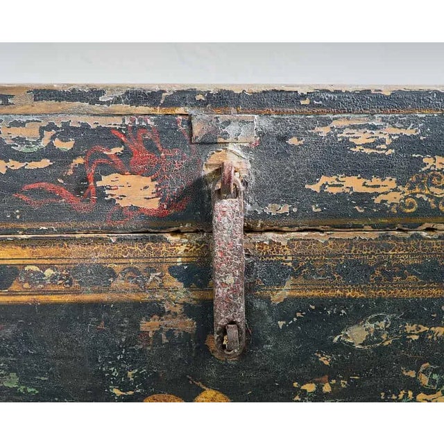 Chinese Wooden Chest with Floral Illustrations, 1900s For Sale - Image 4 of 6