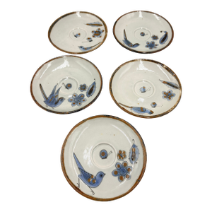 1960s El Palomar Ken Edwards Tonala Stoneware Saucer Plates Mexico Folk Art Pottery